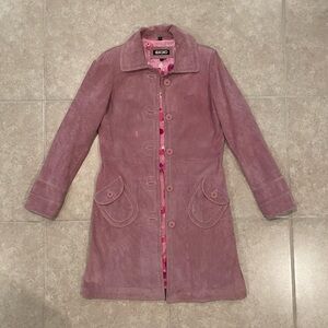 Vintage XOXO pink genuine suede coat